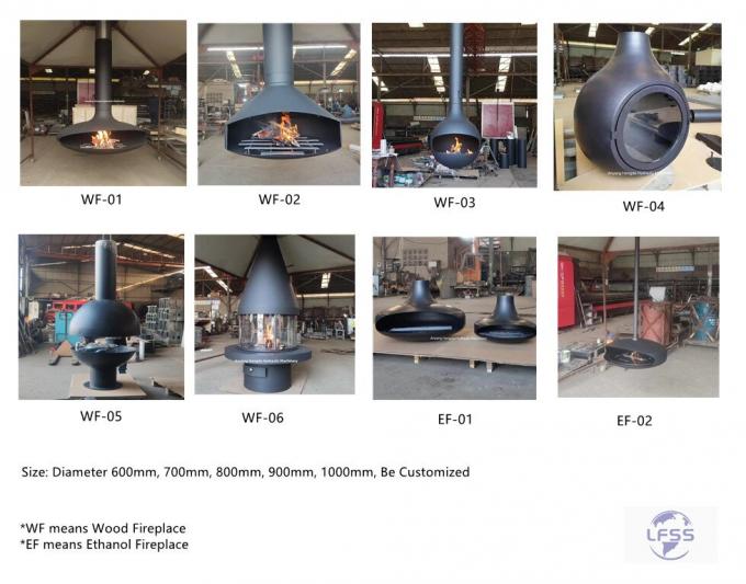 Wystawiony kominek na drewno wnętrze stalowe zamówienie czarna farba dekoracyjna 1