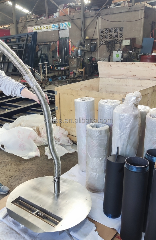 Europejski kominek gazowy z czarnej stali węglowej trójstronny kominek z gazu propanu kominki z gazu ziemnego 8