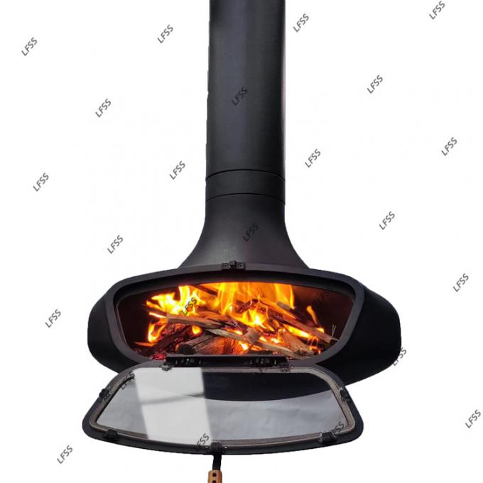 Zawieszony drewniany czarny kominek płonący kominek na dachu wewnętrzny stalowy niestandardowy 21