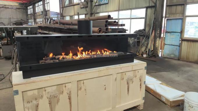 Kominki gazowe kominek gazowy europejski czarny matowy węgiel propan stal tr&oacute;jstronny gaz naturalny 4