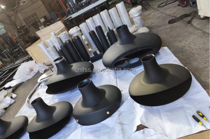 Wysokiej klasy Szkło sztuki obracający się kominek meble węglowe wysokiej jakości czarne nowoczesne meble okrągłe ze stali 5