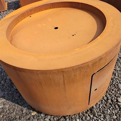 Corten Steel Round Fire Pit Table Portable Freestanding Gas Propane