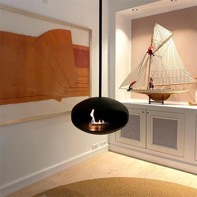 Bioethanol fireplace Modern Black Roof Mounted Cocoon Hanging Suspended Ethanol Fireplace