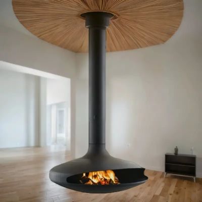 suspended stove contemporary indoor fireplace  steel  contemporary burning  burning stove forwood hotels hanging