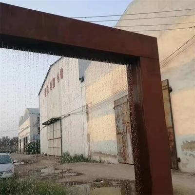 90 Degree Metal L Shape Rain Curtain Corten Steel Garden Water Fountain