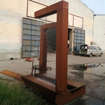 90 Degree Metal L Shape Rain Curtain Corten Steel Garden Water Fountain
