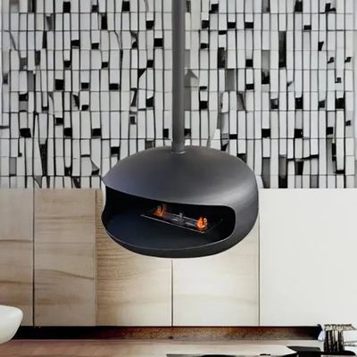 Bioethanol fireplace Modern Black Roof Mounted Cocoon Hanging Suspended Ethanol Fireplace